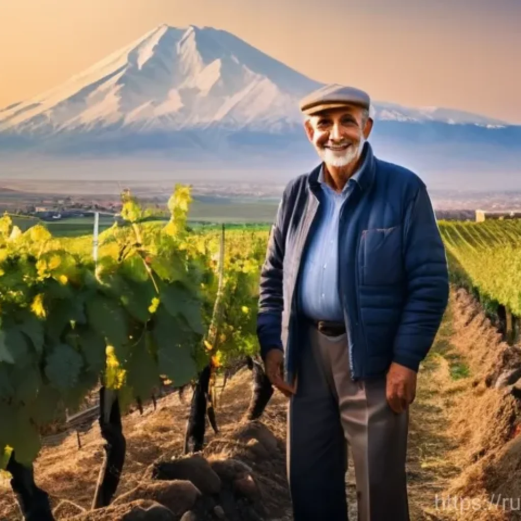 아르메니아 전통 술  아라라트 브랜디 - **Prompt 1: The Soul of Ararat Valley**
    "An aerial wide shot capturing the majestic Mount Ararat...