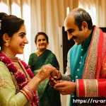 Home 22 아르메니아 전통 결혼식 - **The Engagement Ceremony (Khas)**
"A heartwarming scene depicting an Armenian engagement ceremo...