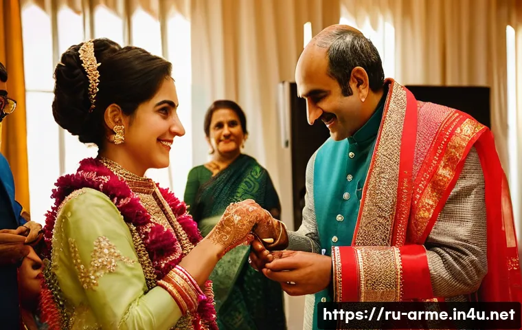 아르메니아 전통 결혼식 - **The Engagement Ceremony (Khas)**
"A heartwarming scene depicting an Armenian engagement ceremo...
