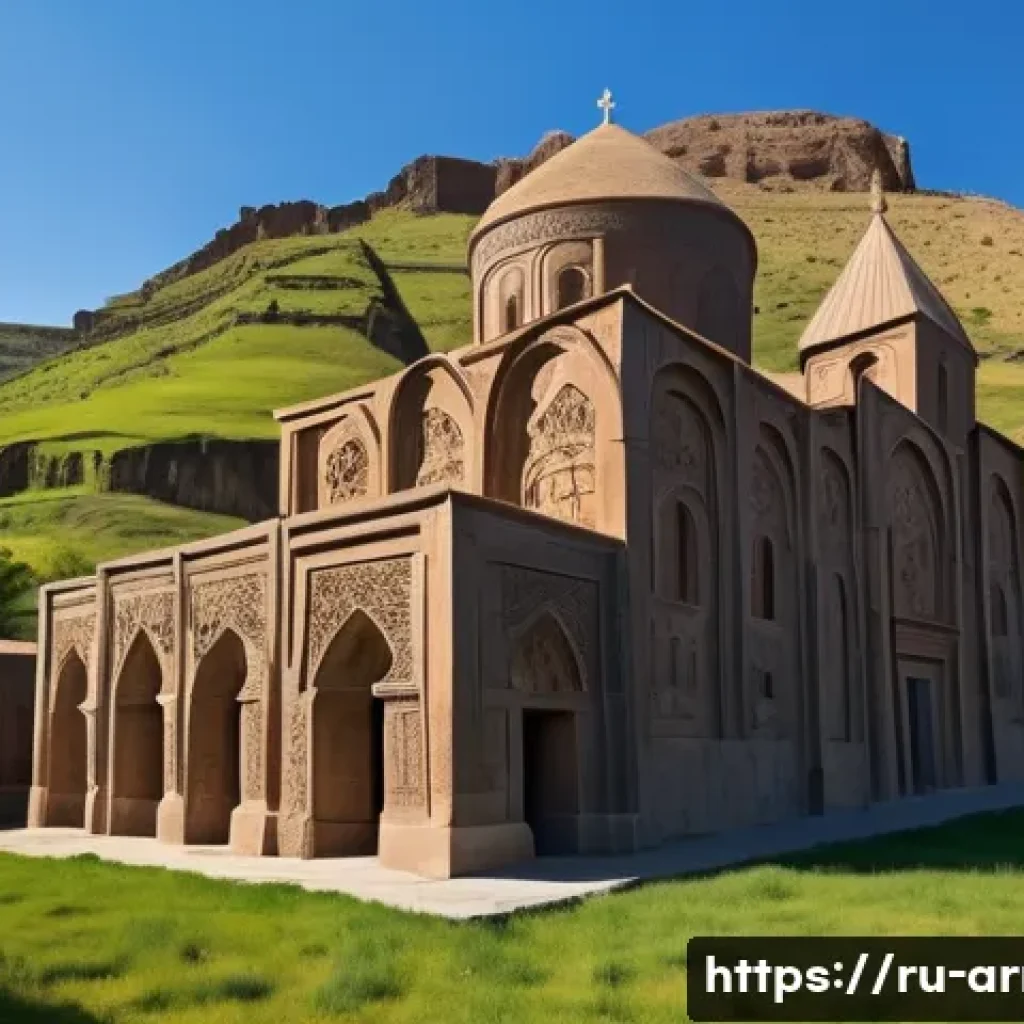 아르메니아 수도원 투어 - An ancient Armenian monastery constructed from warm, porous volcanic tuff stone, showcasing intricat...
