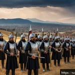 Home 18 아르메니아 국민 영웅 티그란 대왕 - A grand scene depicting King Tigran the Great leading his well-organized Armenian army during a vict...