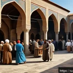 Home 23 아르메니아와 터키 관계 역사 - A detailed historical scene depicting 19th-century Armenian artisans and Turkish merchants interacti...
